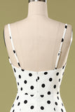 Yellow Mermaid Spaghetti Straps White Polka Dots Dress