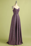 Grape Lace Up Long Satin Prom Dress