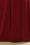 Burgundy V-neck Evening Dress