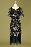 1920s Black Sequins Flapper Dress