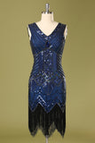 Vintage 1920s Blue Sequins Flapper Dress