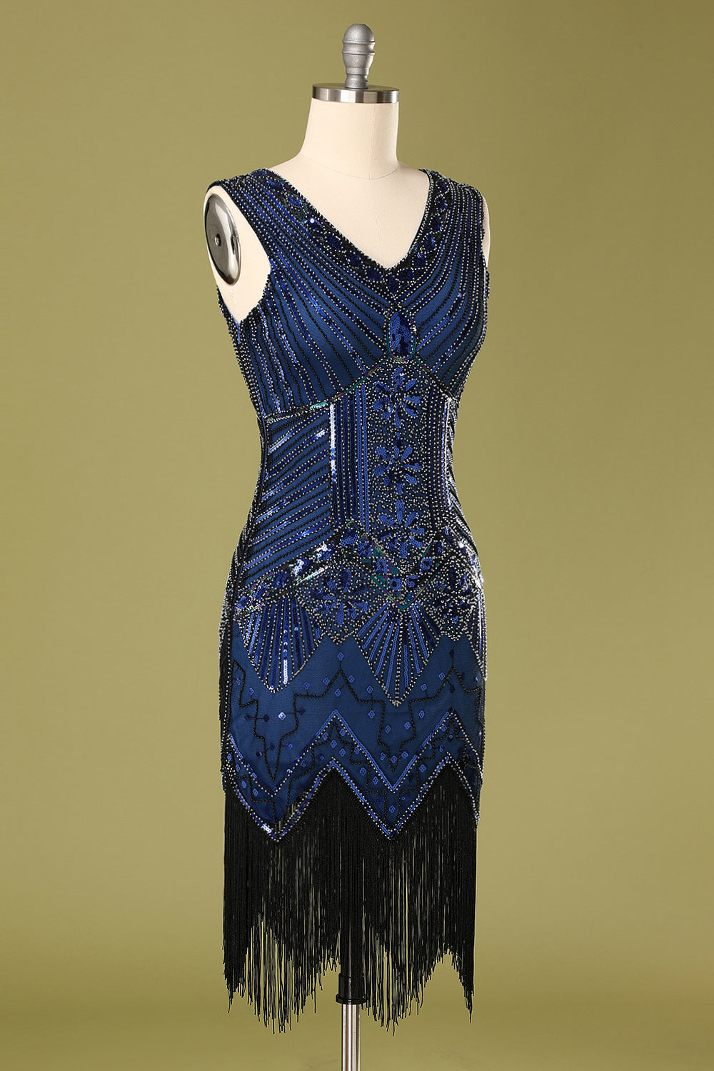 Vintage 1920s Blue Sequins Flapper Dress