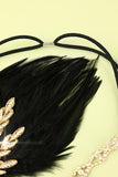 Black Beaded Feather Pearl 1920s Flapper Headband