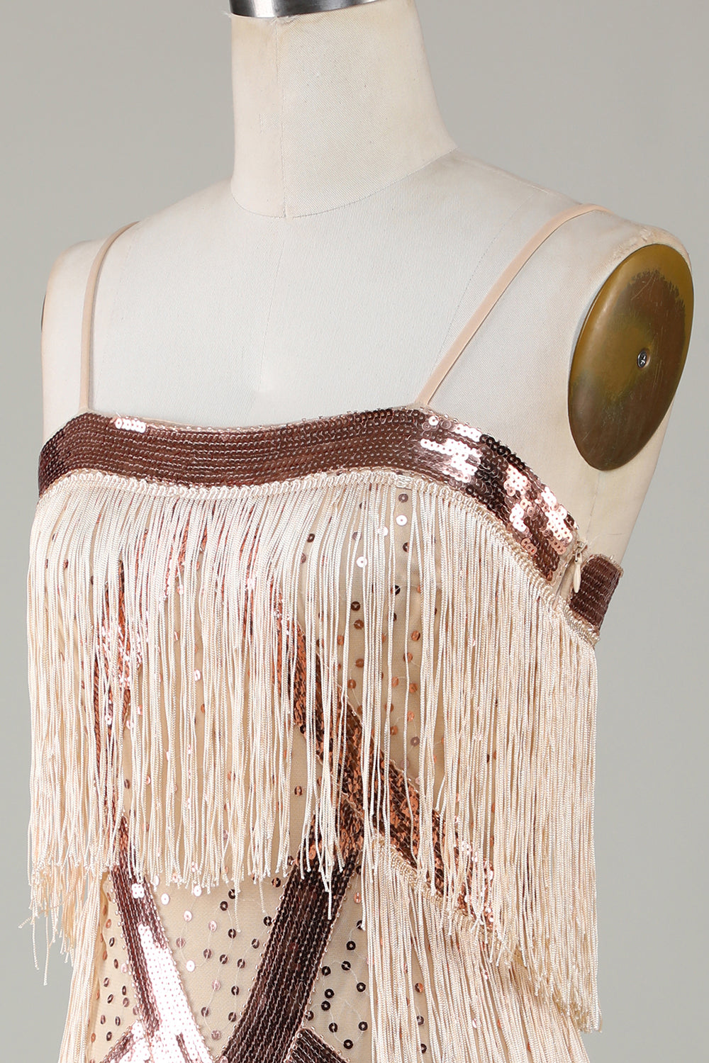 Black Spaghetti Straps Sequins 1920s Dress with Fringes