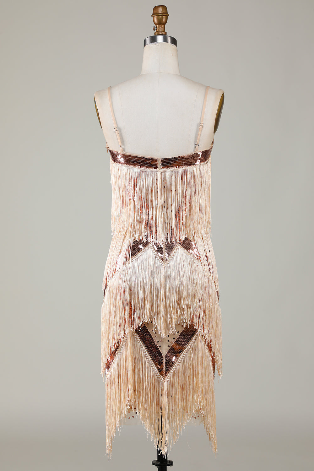Black Spaghetti Straps Sequins 1920s Dress with Fringes