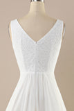 Lace Chiffon Cute Short White Graduation Dress