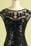 Black 1920s Sequined Flapper Dress