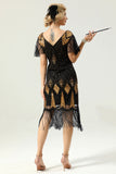 Golden Fringe 1920s Dress