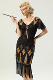 Golden Fringe 1920s Dress