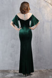 Champagne Velvet Mermaid Long Prom Dress