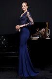 White Applique Mermaid Prom Dress