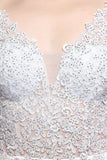 White Applique Mermaid Prom Dress