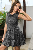 Polka Dots Black Shirring Summer Dress