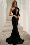 One Shoulder Sequins Mermaid Prom Dress