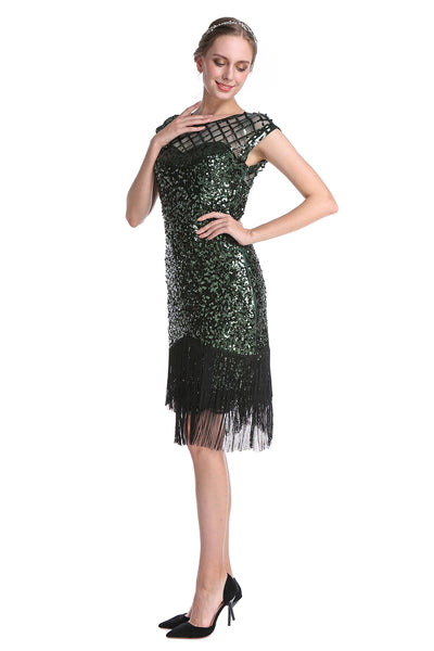 Sequin Dark Green Plus Size 1920s Flapper Dress