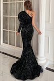 One Shoulder Sequins Mermaid Prom Dress