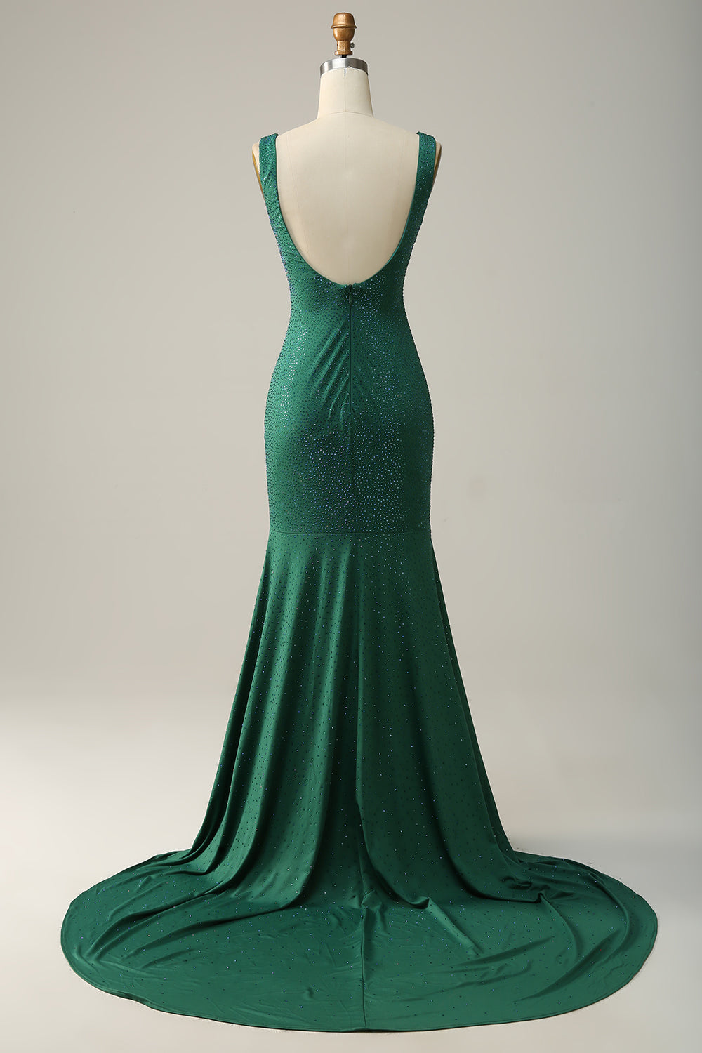 Mermaid V Neck Green Long Formal Dress with Beading
