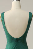 Mermaid V Neck Green Long Formal Dress with Beading