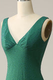 Mermaid V Neck Green Long Formal Dress with Beading