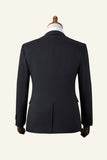 Black Peaked Lapel 3-Piece Men's Suit Tuxedo