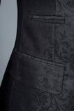 Black Jacquard Double-Breasted 3-Piece Men's Suit