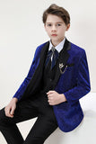 Sparkly Royal Blue Boys' 3-Piece Formal Suit Set