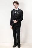 Sparkly Single Breasted Black Boys' 3-Piece Formal Suit Set