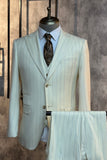 White Pinstriped 2 Piece Men Suits