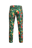 Green Printed 3 Piece Notched Lapel Christmas Men's Suits