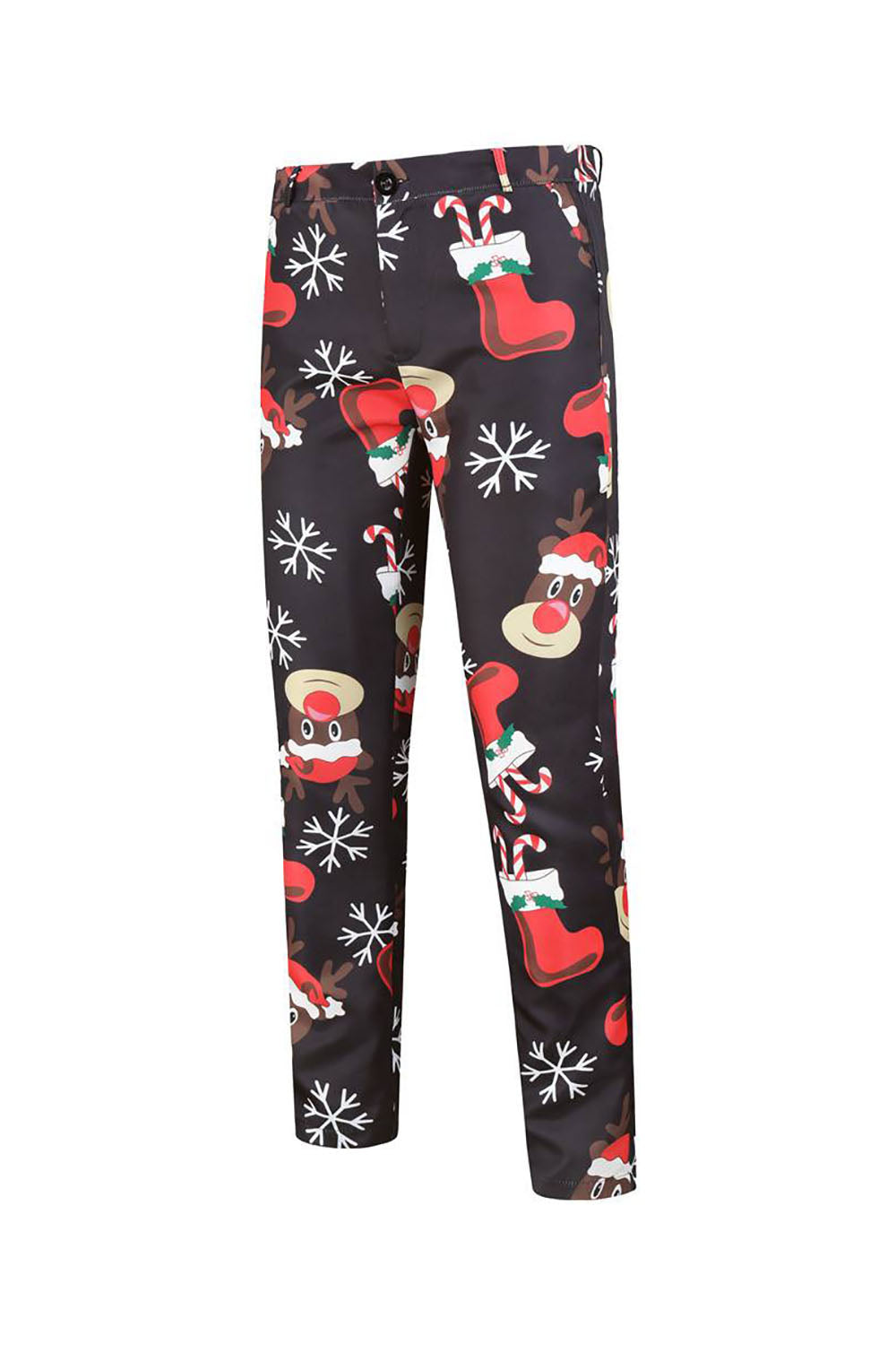 Black Printed 3 Piece Christmas Men's Suits