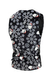Men's Black Christmas Printed 3-Piece One Button Party Suits