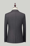 Black Grey 3 Piece Peak Lapel One Button Men's Suits