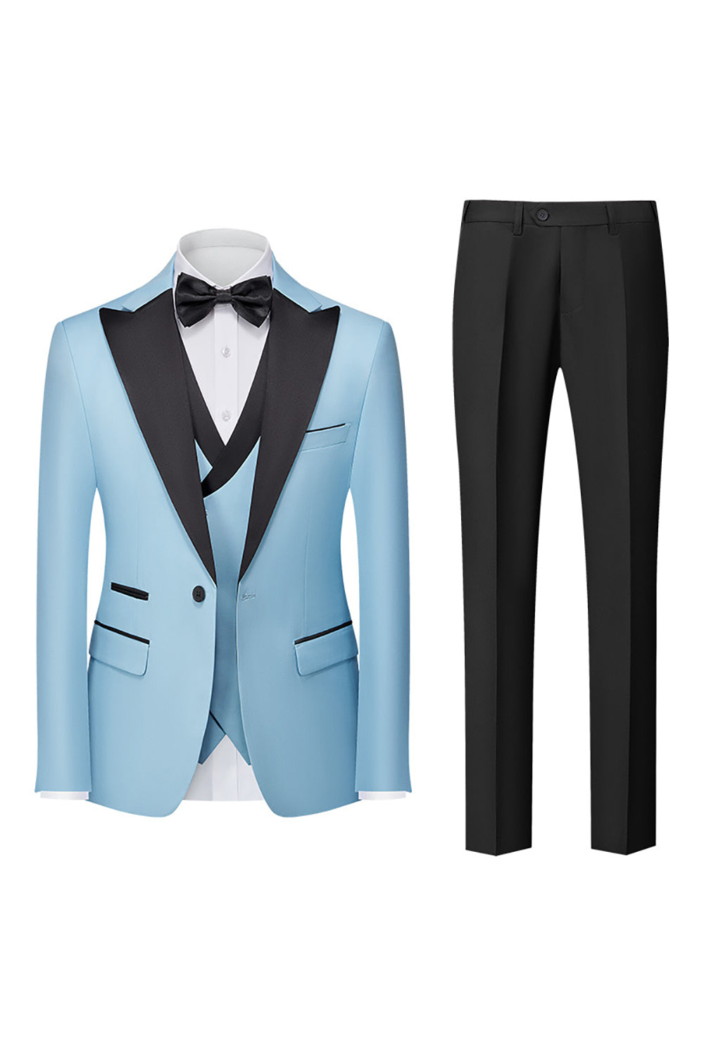Black 3-Piece One Button Prom Suits