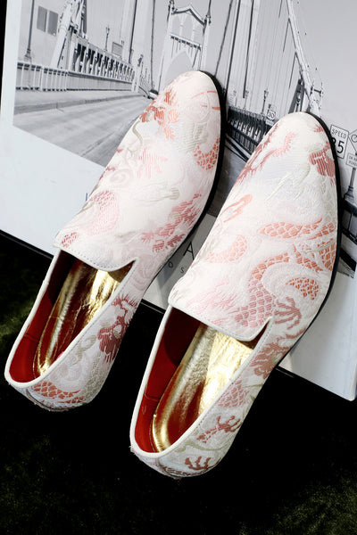 Zapaka Pink Jacquard Slip-On Men's Shoes – ZAPAKA