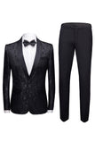 Black 2 Pieces Jacquard Men's Wedding Suits