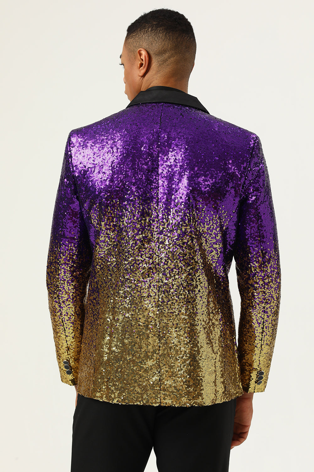 Men's 2 Piece Ombre Sequins Red Slim Fit Notched Lapel Prom Suits