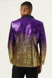 Men's 2 Piece Ombre Sequins Red Slim Fit Notched Lapel Prom Suits