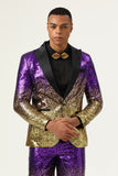 Men's 2 Piece Ombre Sequins Red Slim Fit Notched Lapel Prom Suits