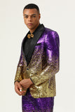 Men's 2 Piece Ombre Sequins Red Slim Fit Notched Lapel Prom Suits
