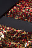Men's 2 Piece Ombre Sequins Red Slim Fit Notched Lapel Prom Suits