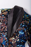 Sparkly Dark Blue Sequins Men's Blazer