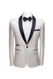 White Shawl Lapel Jacquard Prom Men's 2 Pieces Suits