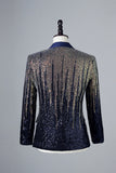 Glitter Navy Sequins Single-Breasted  Men's Blazer