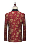 Red Jacquard Shawl Lapel 3 Pieces Men's Suits