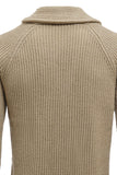 Khaki Shawl Collar Long Sleeves Men's Cardigan Sweater