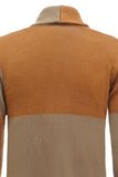 Brown Patchwork Shawl Collar Long Sleeves Men's Cardigan Sweater