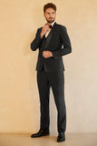 Black Shawl Lapel Single Breasted 3 Piece Men's Suits