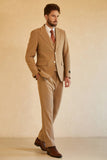 Brown Single Breasted Peak Lapel 3 Piece Men's Wedding Suits