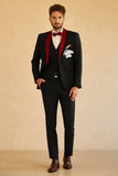 Black Red Shawl Lapel Men's Prom Suits