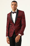 One Button White Shawl Lapel Jacquard Men's Prom Blazer